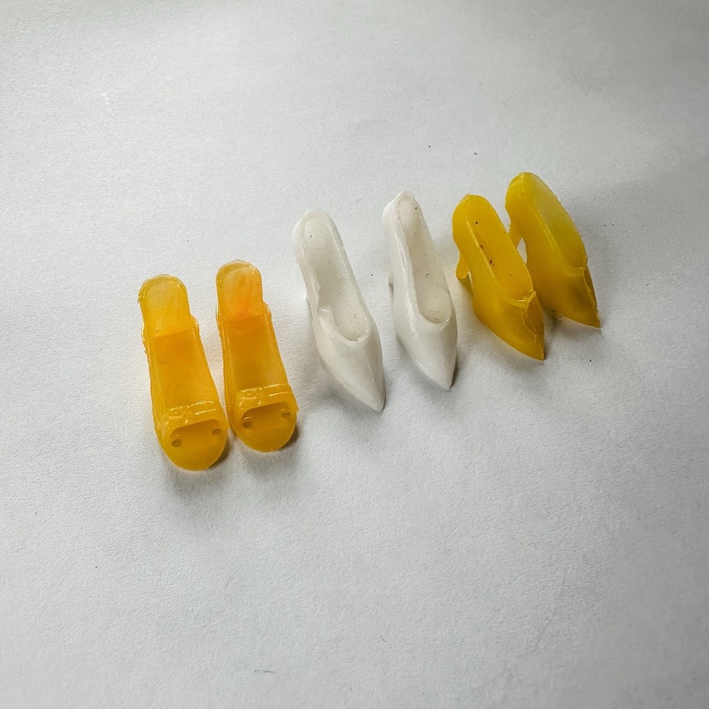 (3) Pairs‎ Vintage Mattel Barbie Doll Heels Yellow White Pumps
